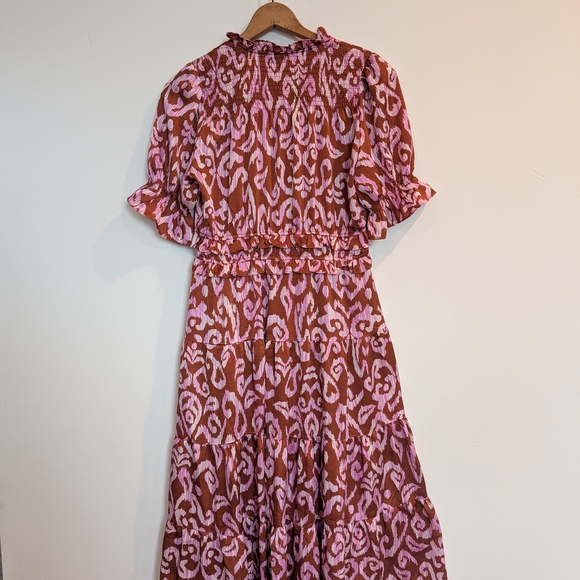 THML Pink and Brown Patterned Midi Dress - Picture 4 of 4